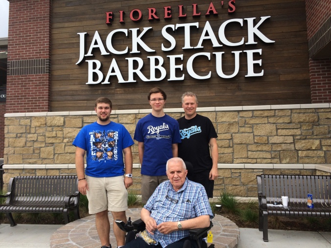 3 generations of Pauley men. Jack Stack, our favorite place to visit in Kansas City, MO. Buddy always got the Poor Russ even if it wasn't the best on the menu.